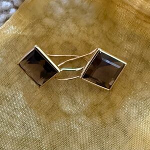 Smoky topaz 10k yellow gold earrings.